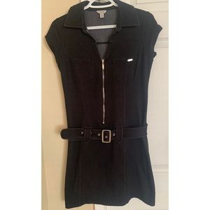 Size M- Guess Black denim belted mini dress